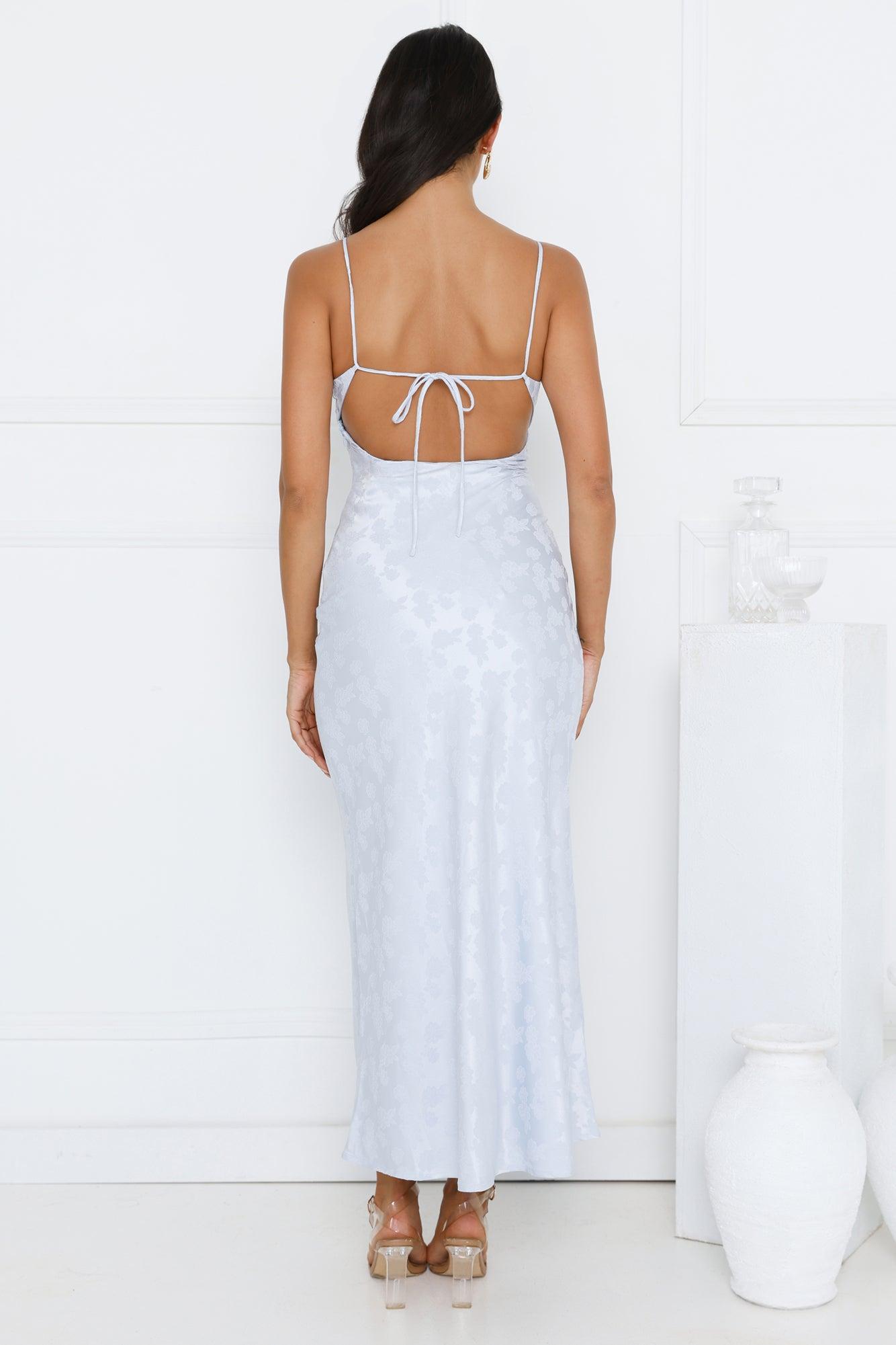 Floral Kiss Satin Maxi Dress Blue Product Image