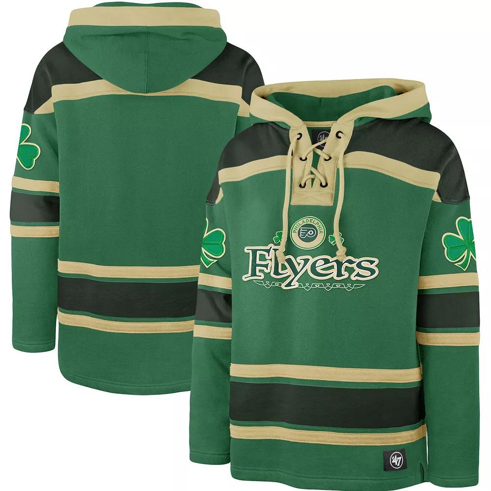 Men's '47 Kelly Green Philadelphia Flyers St. Patrick's Day McLucky Superior Lacer Pullover Hoodie,  Product Image