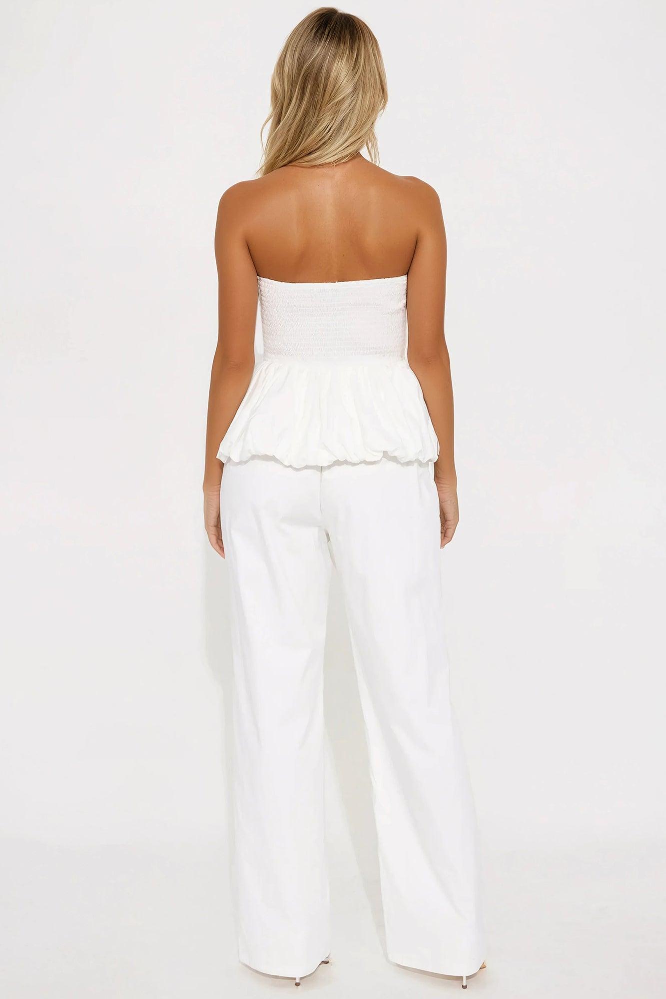 Poppy Peplum Jumpsuit - White Product Image