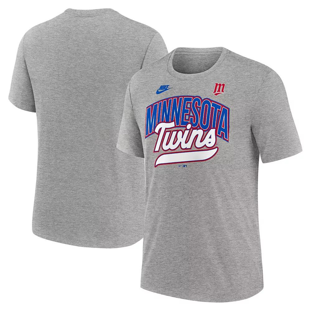 Men's Nike Heather Gray Minnesota Twins Cooperstown Collection Retro Tri-Blend T-Shirt,  Product Image