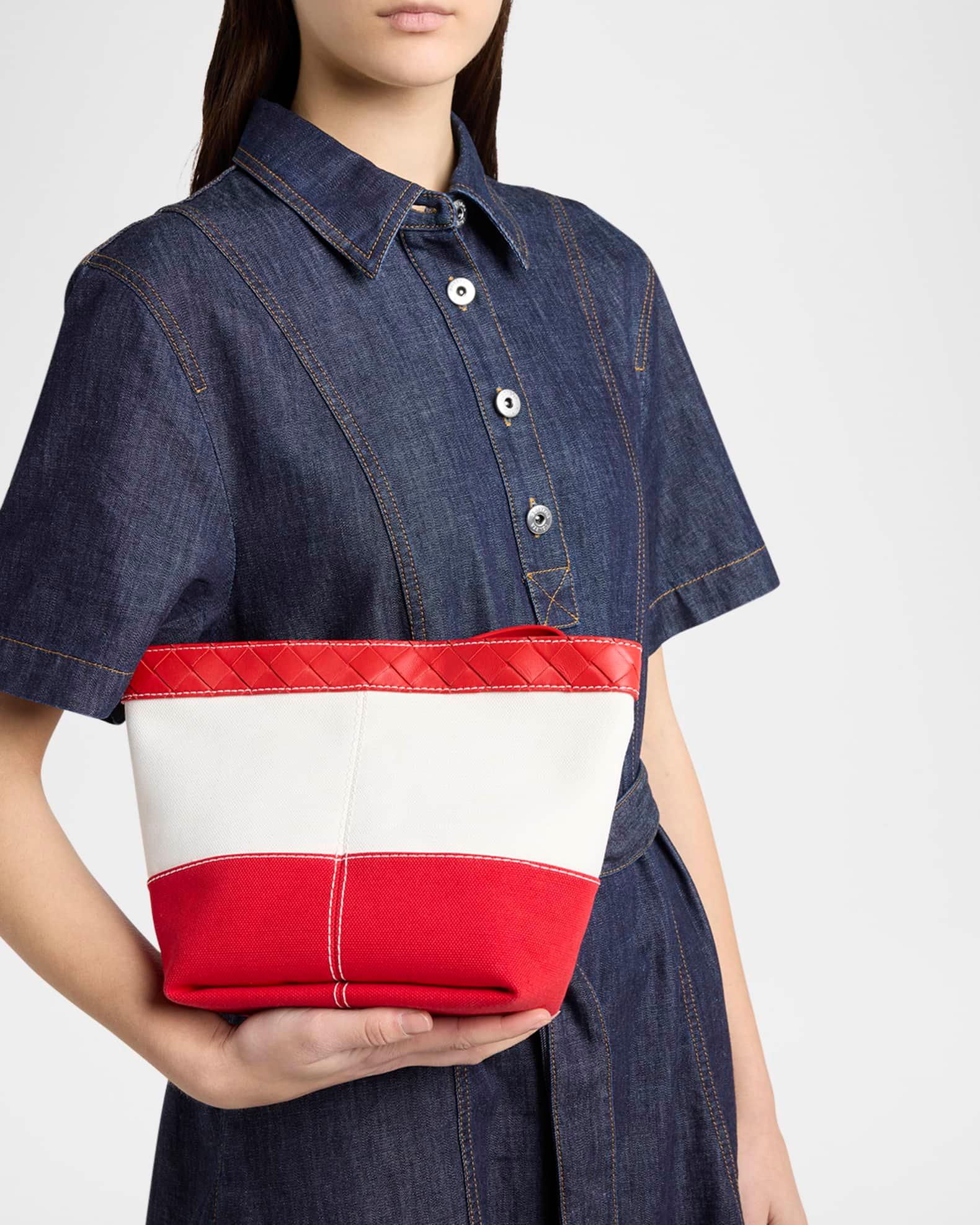 Leather-Trim Canvas Pouch Bag Product Image