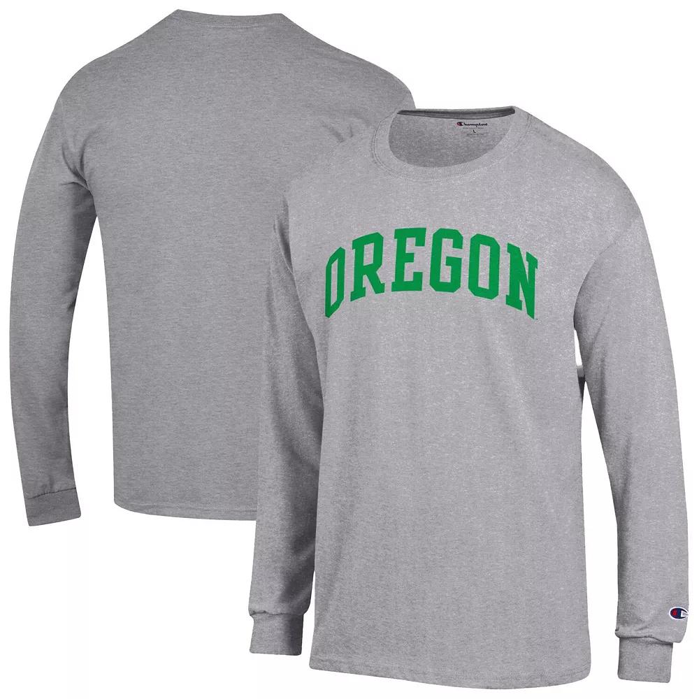 Men's Champion Heather Gray Michigan Wolverines Basic Arch Long Sleeve T-Shirt,  Product Image