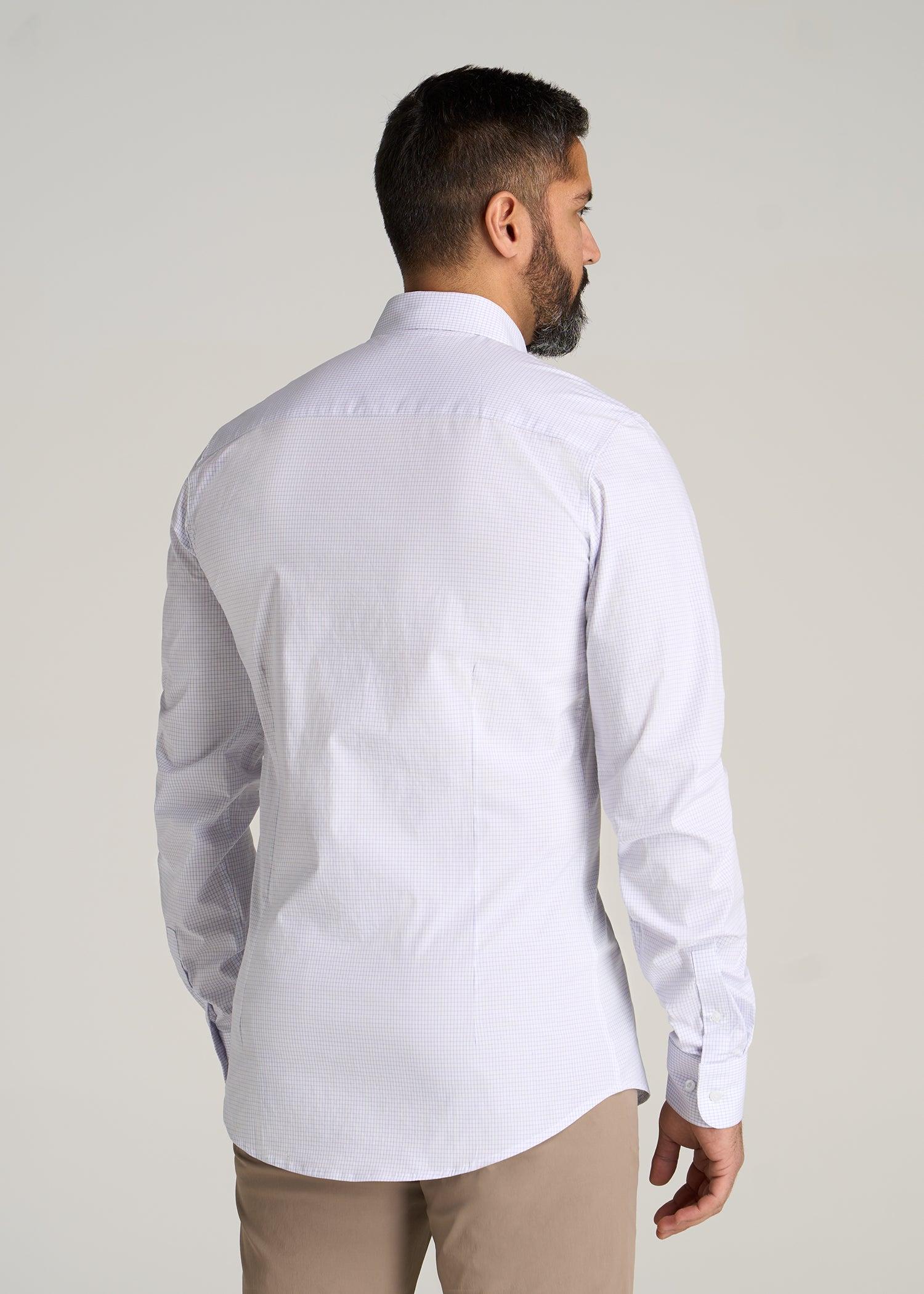 Oskar Button-Up Dress Shirt for Tall Men in Iris Mini Check Male Product Image