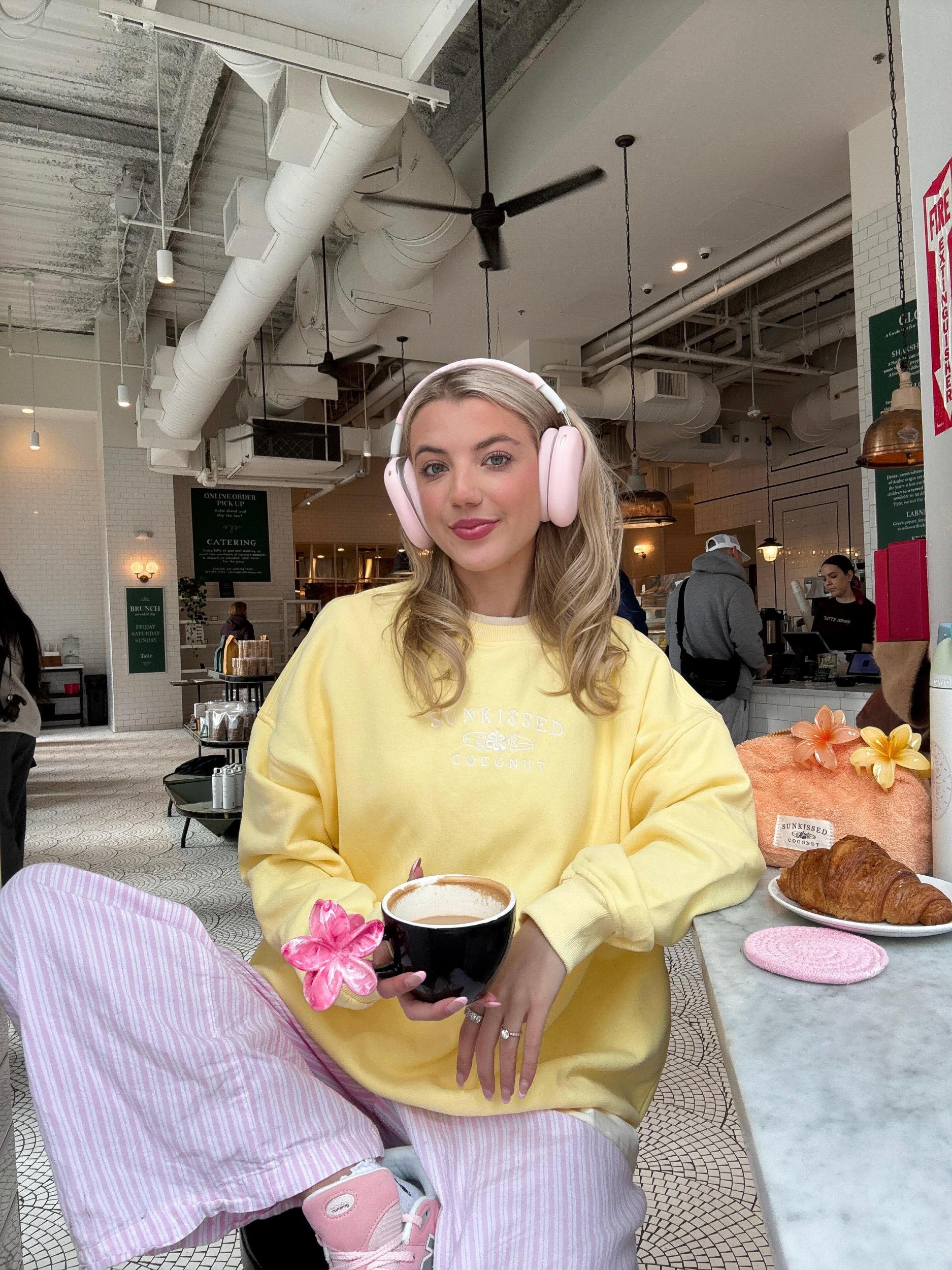 Isabella Banana Yellow Sunkissedcoconut Embroider Sweatshirt Product Image