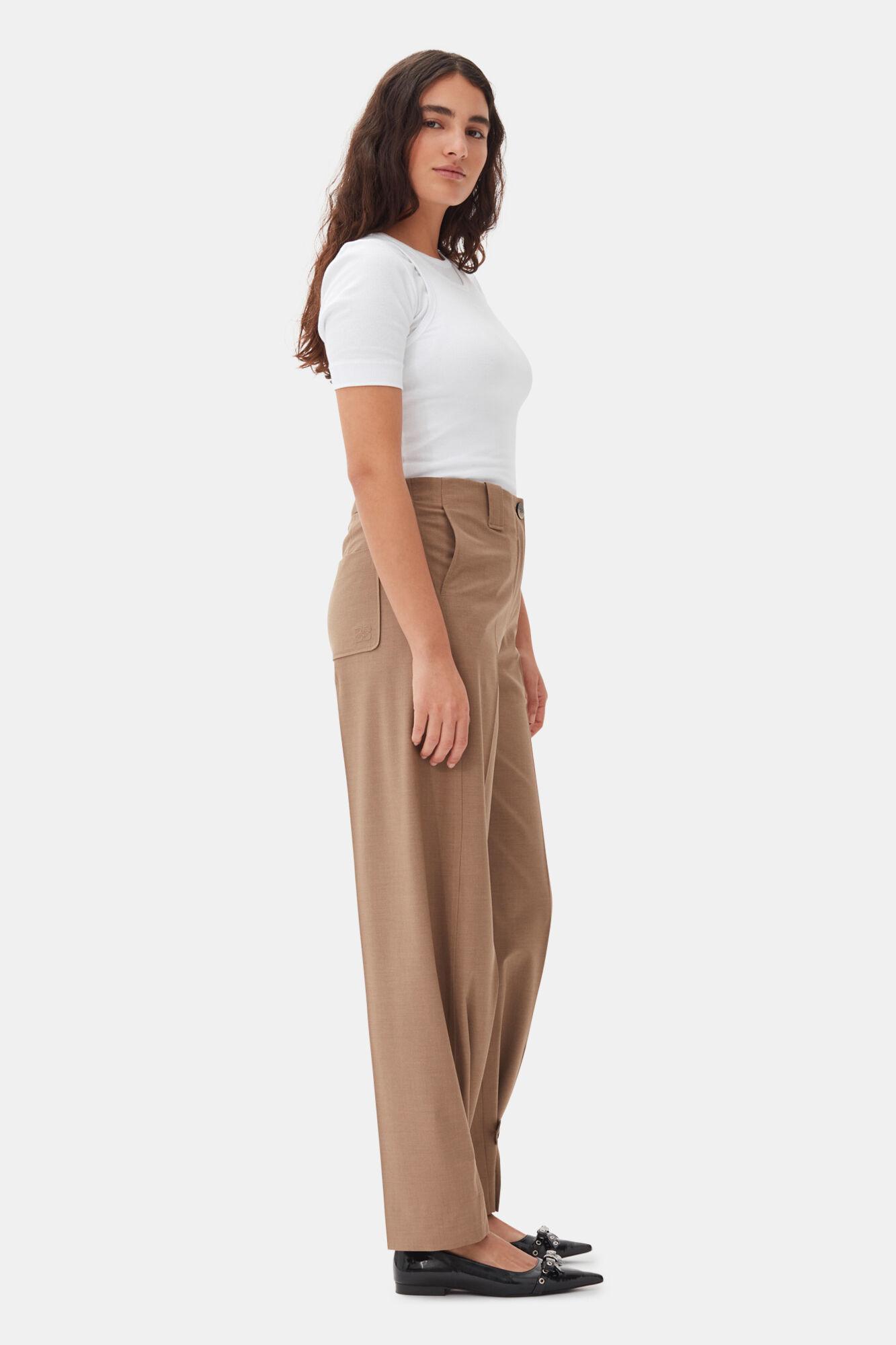 Brown Drapey Melange Pants Product Image