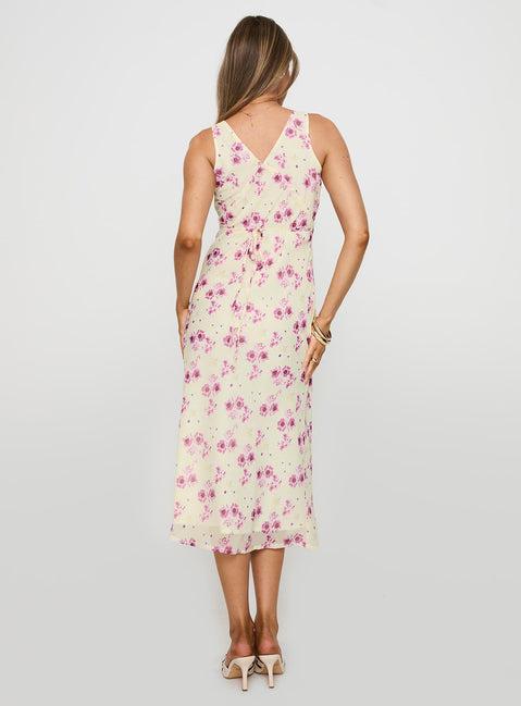 Nellie Midi Dress Yellow Floral Product Image