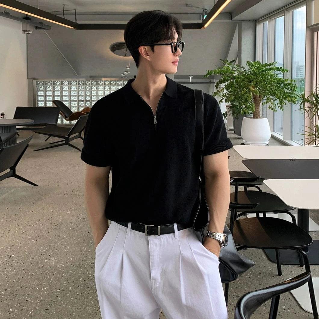 RT No. 18711 KNIT ZIP COLLAR SHORT SLEEVE Product Image