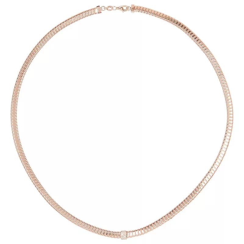 Meshmerise Sterling Silver 1/10 Carat T.W. Diamond Goose Chain Necklace, Women's, Size: 16-18" ADJ, Pink Tone Product Image