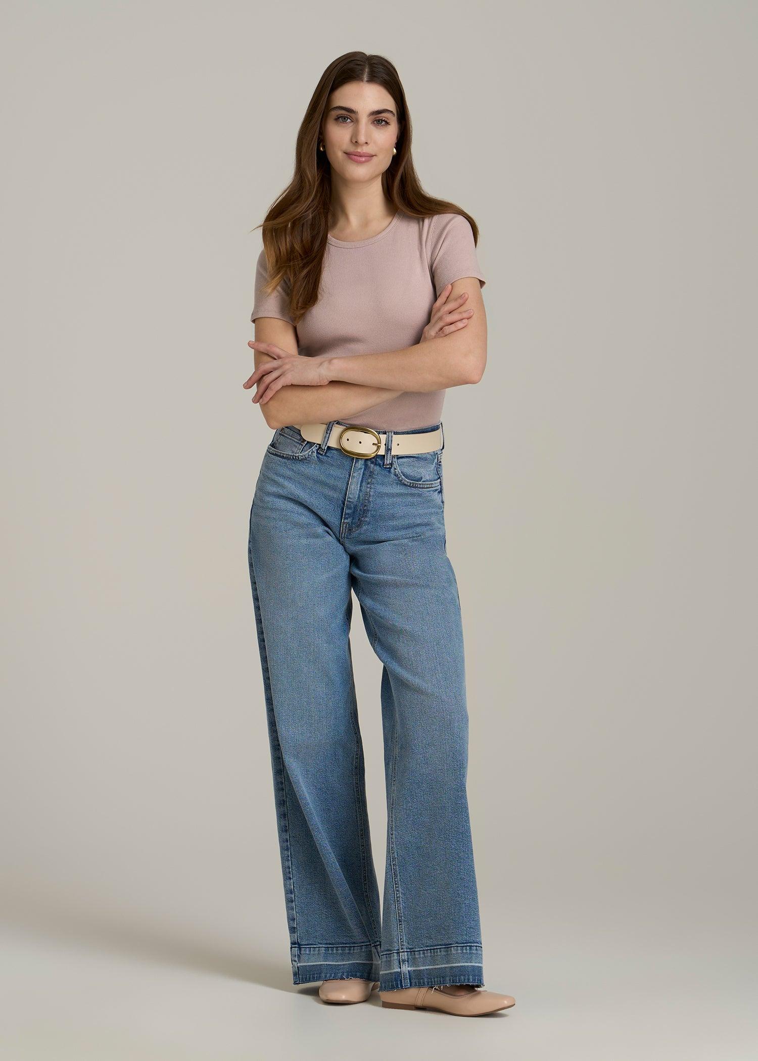 Short Sleeve Crew Neck Ribbed T-Shirt for Tall Women in Desert Rose Product Image