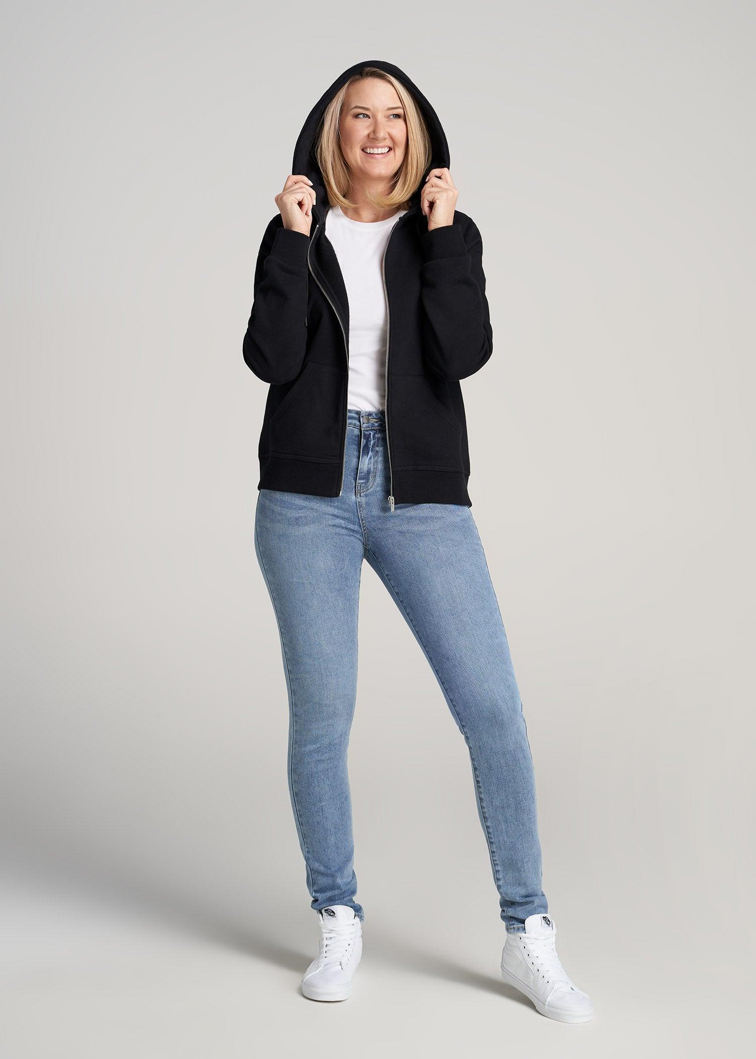 Wearever Fleece Full-Zip Hoodie for Tall Women in Black Female Product Image