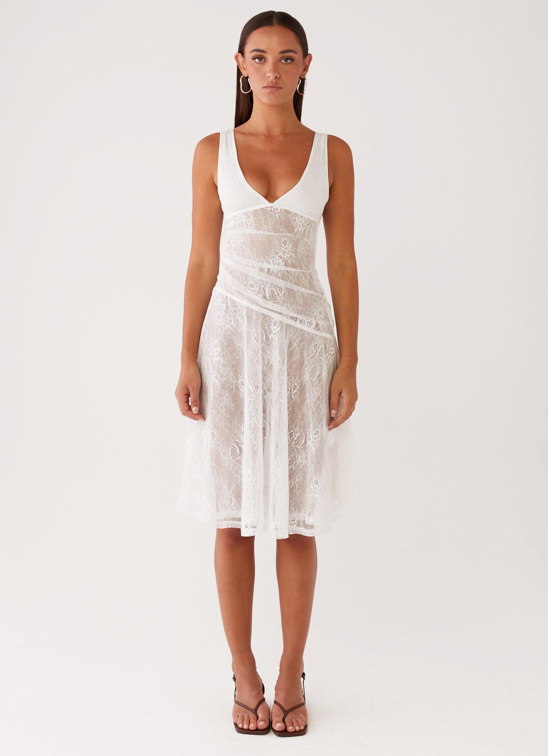 Remember Me Lace Midi Dress - White Product Image