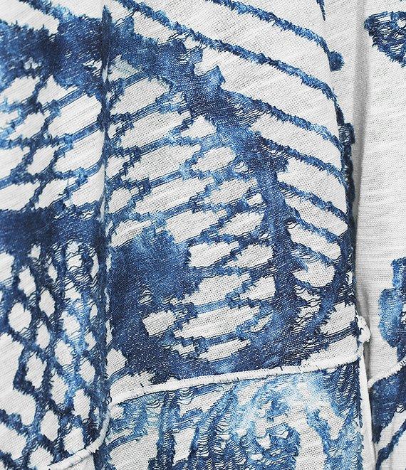 Ali Miles Burnout Knit 3/4 Sleeve Open-Front Kimono Jacket Product Image