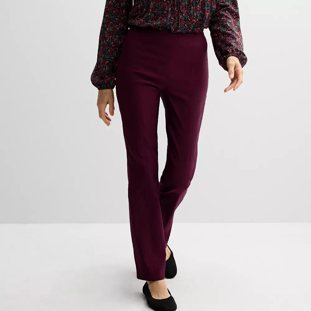 Women's Croft & Barrow® Seamed Straight Leg Pull-On Pants, Size: 18, Madeira Pink Product Image