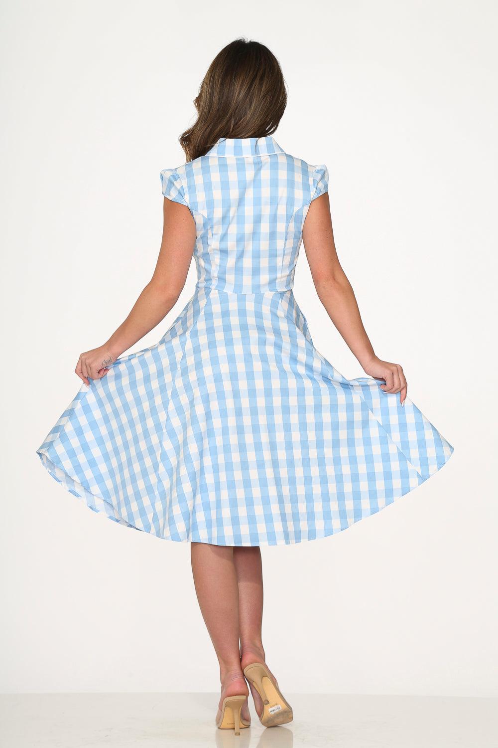 Blue Checkmate Swing Dress Product Image