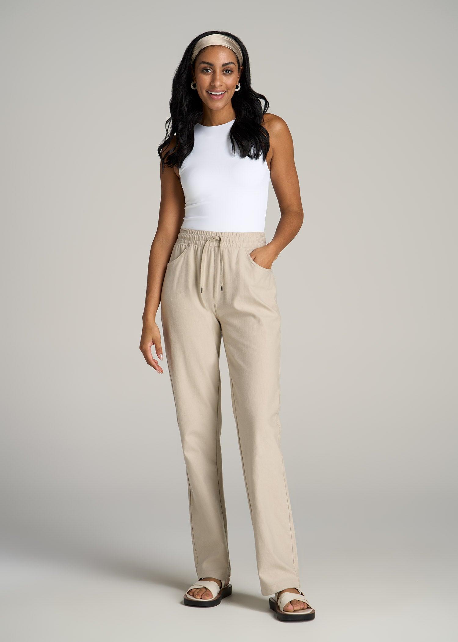Pull-On Straight Leg Knit Pants for Tall Women in Bright Olive Product Image
