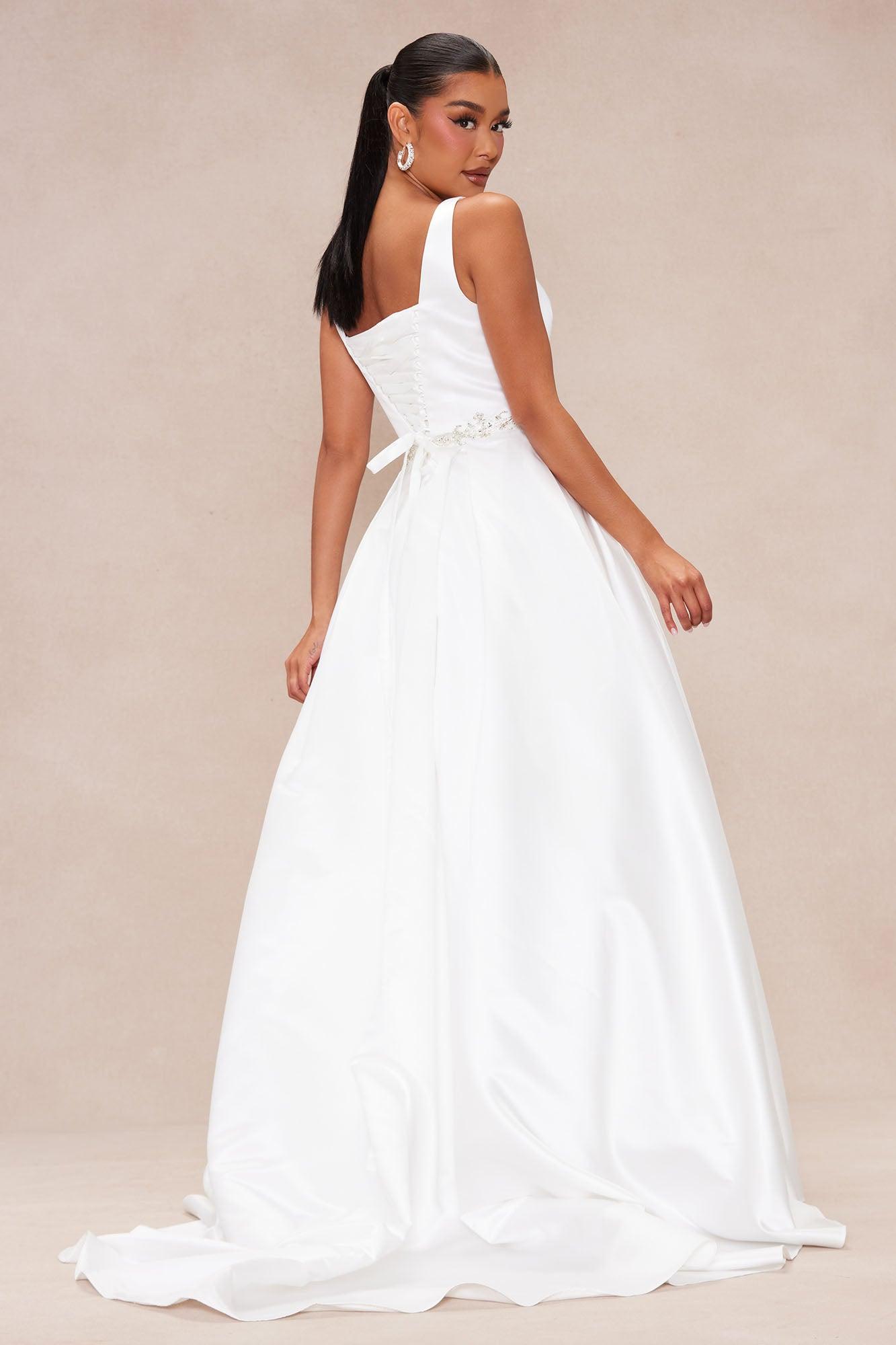 Annalise Satin Embellished Bridal Gown - White Product Image