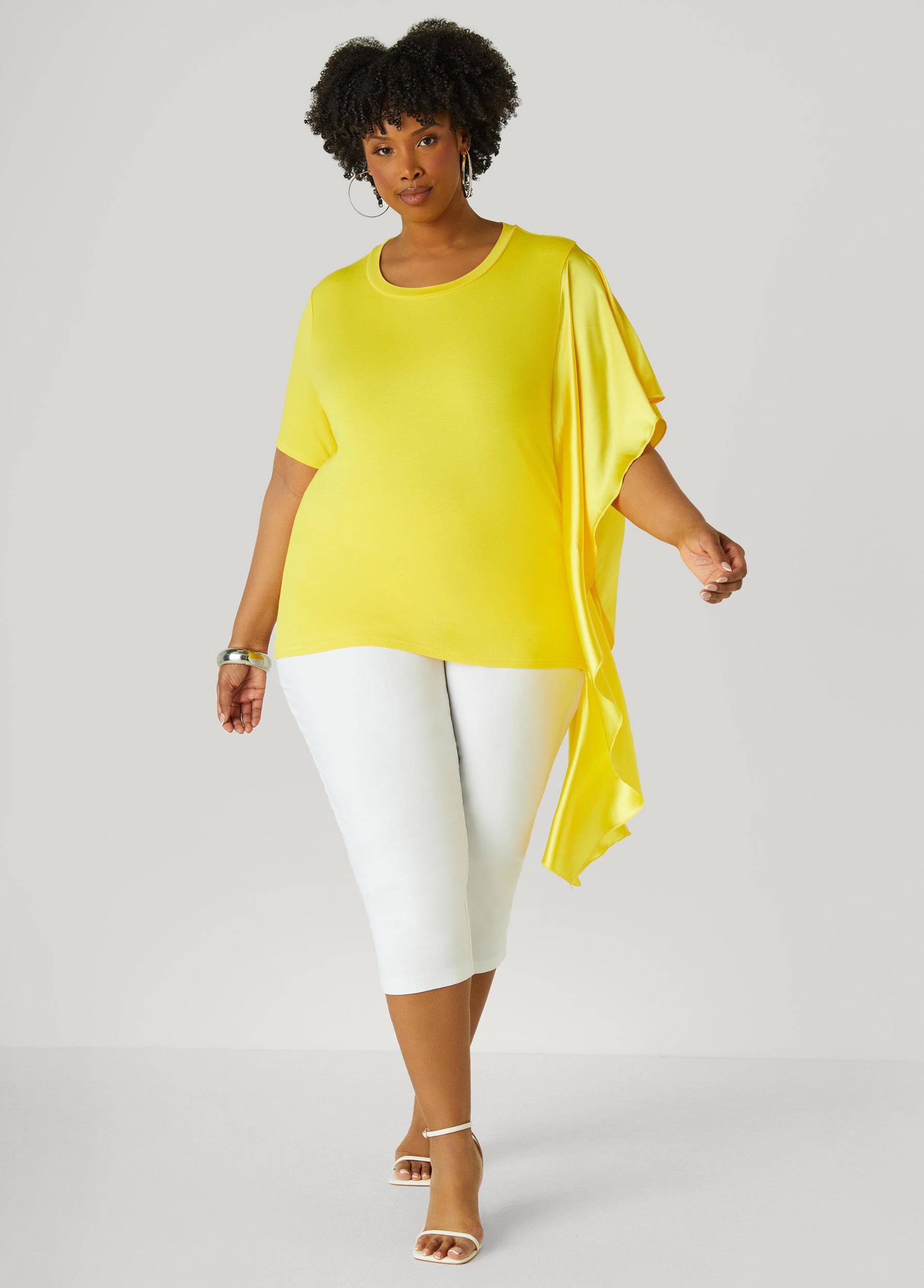 Satin Paneled Stretch Knit Tee Product Image