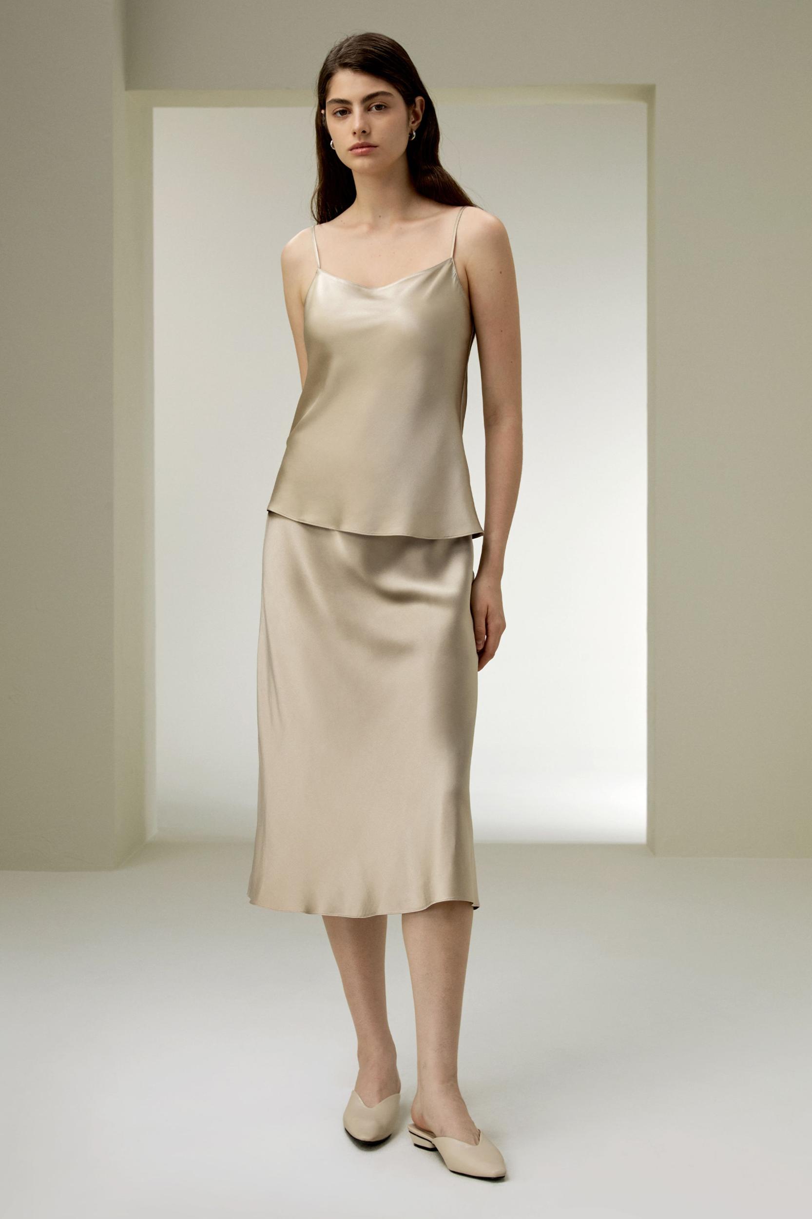 LILYSILK Womens Silk Camisole Tops - Midnight Blue Heavy Silk - Chic Double-Faced Top Petite XS Product Image