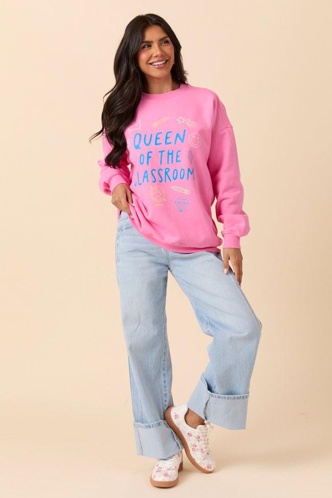 Queen Of The Classroom Pink Graphic Sweatshirt Product Image