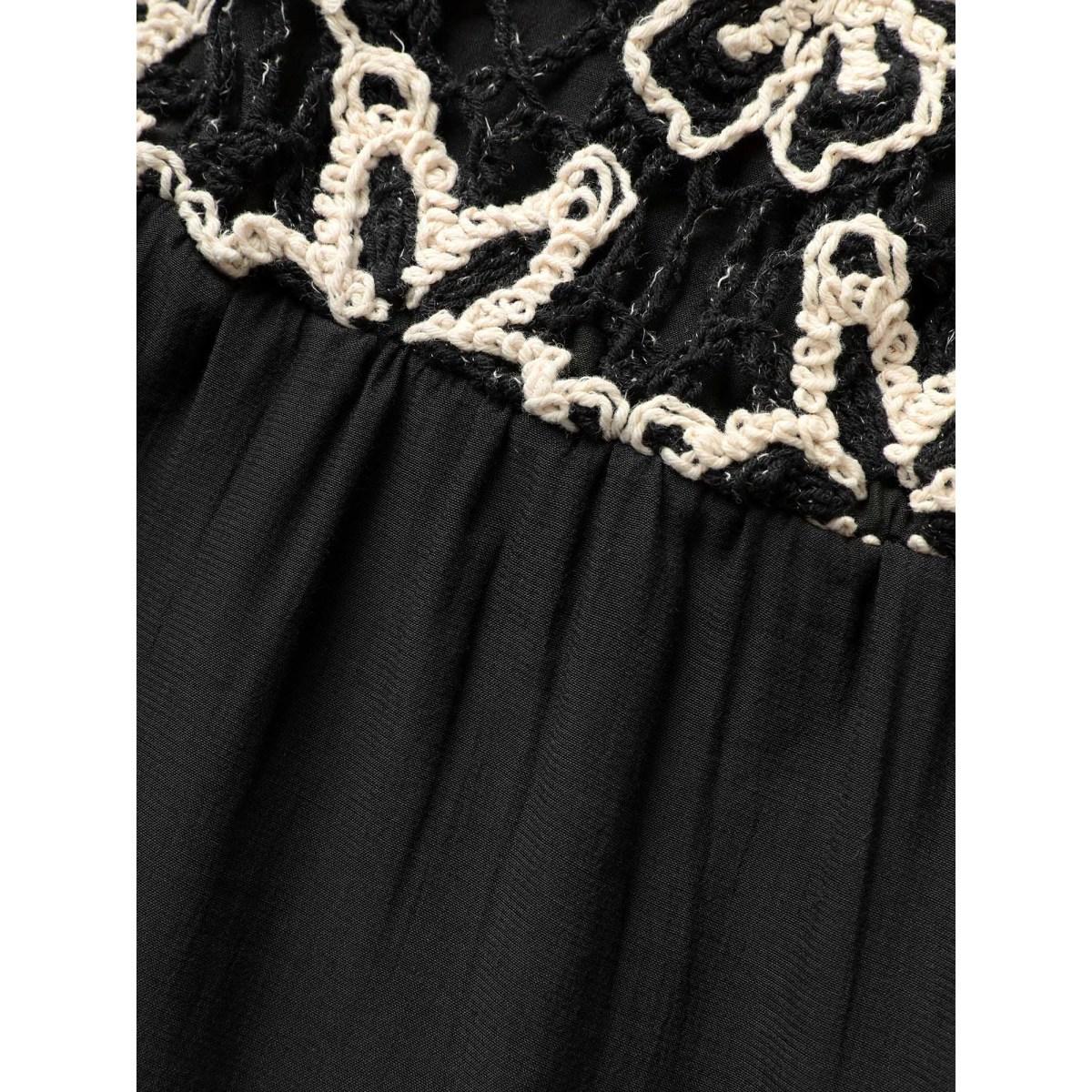 Plus Size Square Neck Crochet Floral Patchwork Tank Top Women Black Resort Contrast Square Neck Vacation Tank Tops Camis BloomChic 10/M Product Image