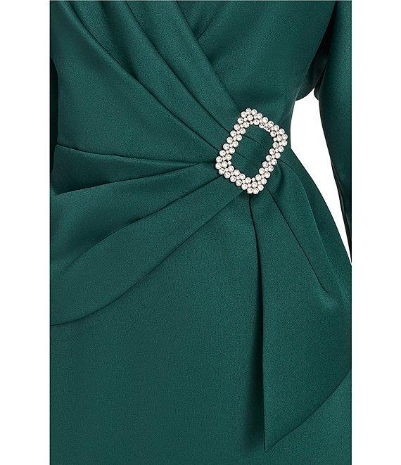 Eliza J Long Sleeve V Neck Scuba Crepe Knee Length Dress Product Image