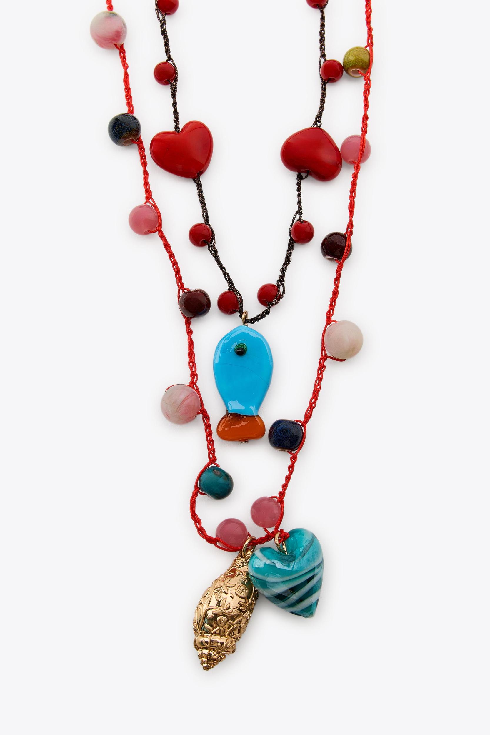 3-PACK OF CORD HEART CHARM NECKLACES Product Image