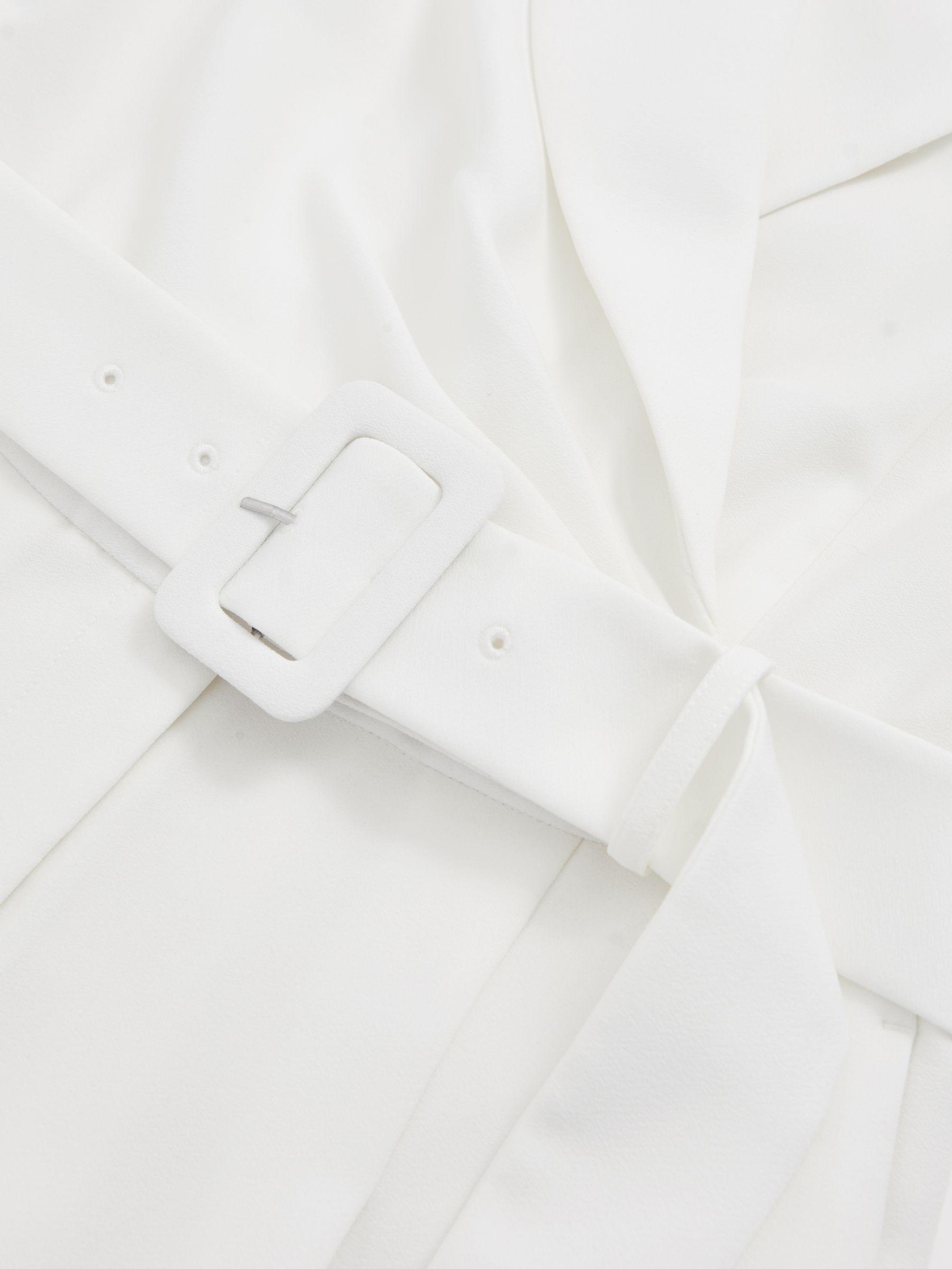 Sheer-Sleeve Wide-Leg Tuxedo Jumpsuit in Ivory Product Image