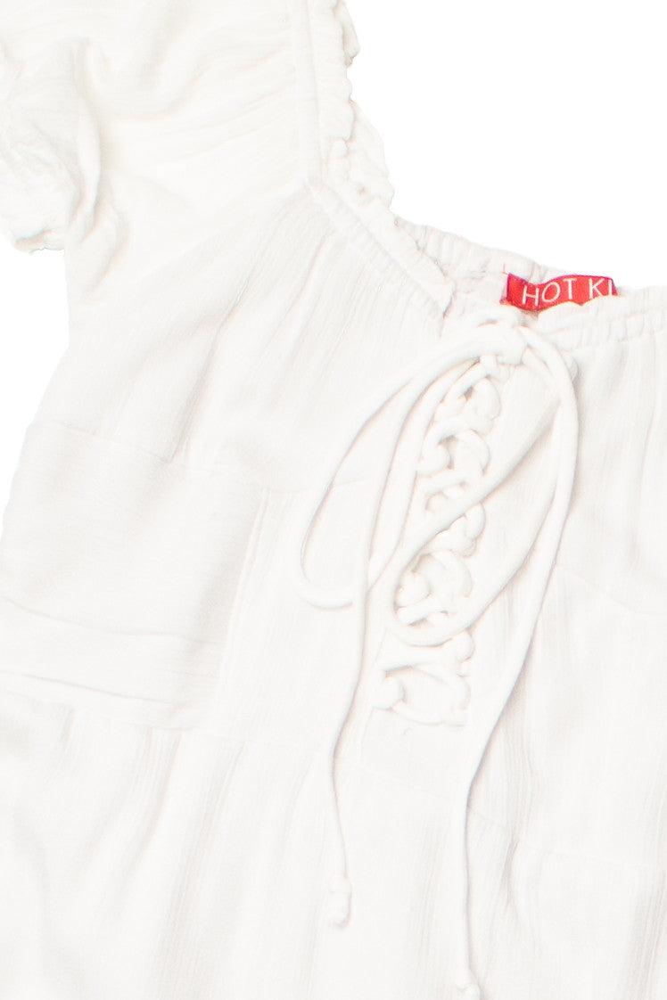 White Lace Up Milkmaid Maxi Dress Product Image