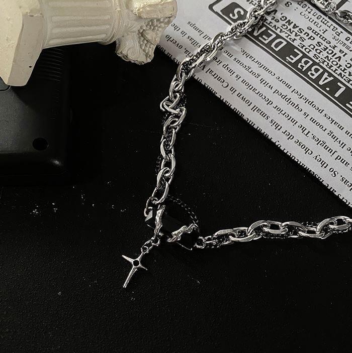 STAR PENDANT BLACK GEM MULTI-CHAIN NECKLACE Product Image