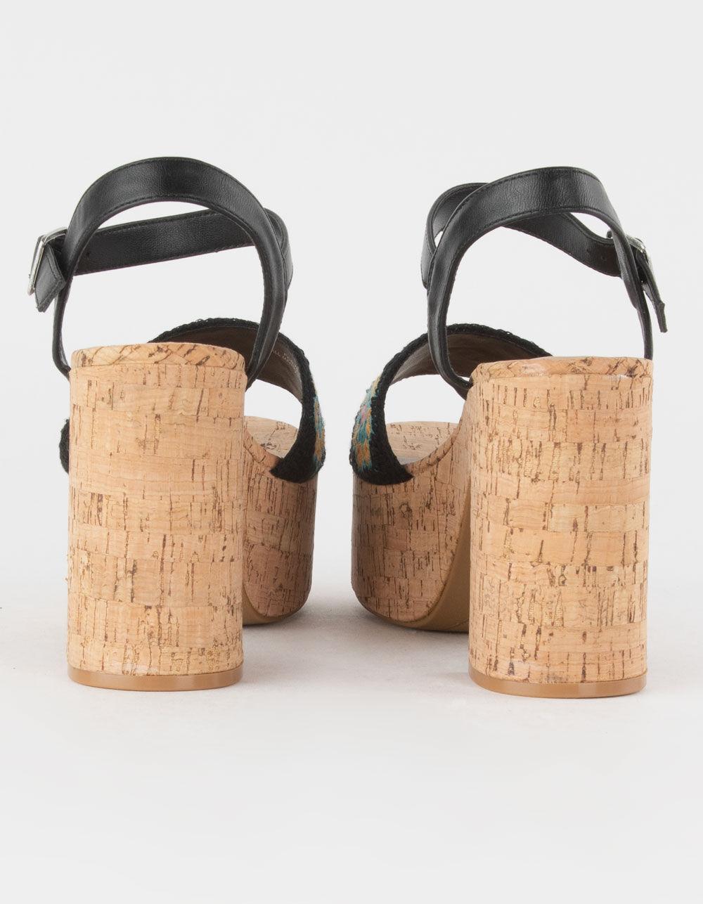 BAMBOO Crochet Womens Platform Sandals - BLACK/MULTI Product Image