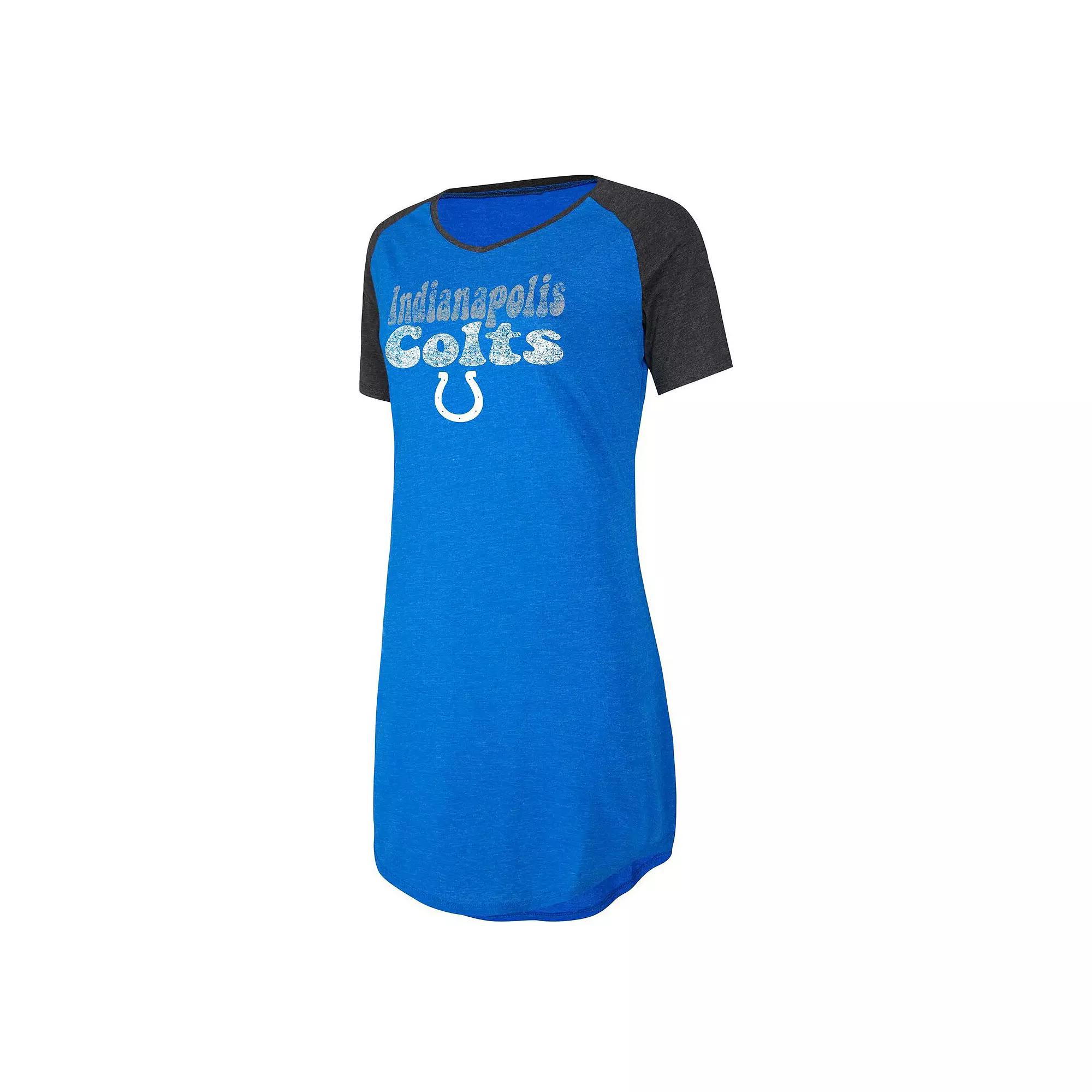 Women's Concepts Sport Royal/Black Indianapolis Colts Raglan V-Neck Nightshirt,  Product Image