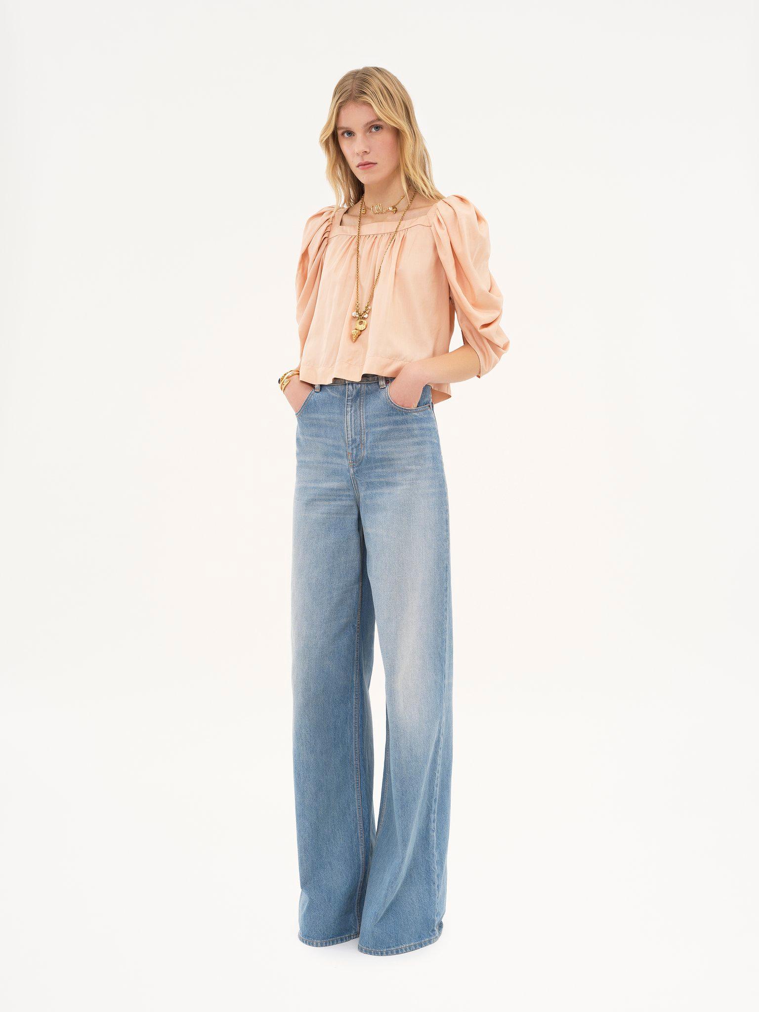 High-rise wide-leg jeans in denim Product Image