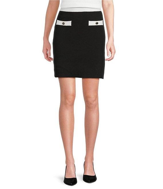 KARL LAGERFELD PARIS Knit Color Block Coordinating Skirt Product Image
