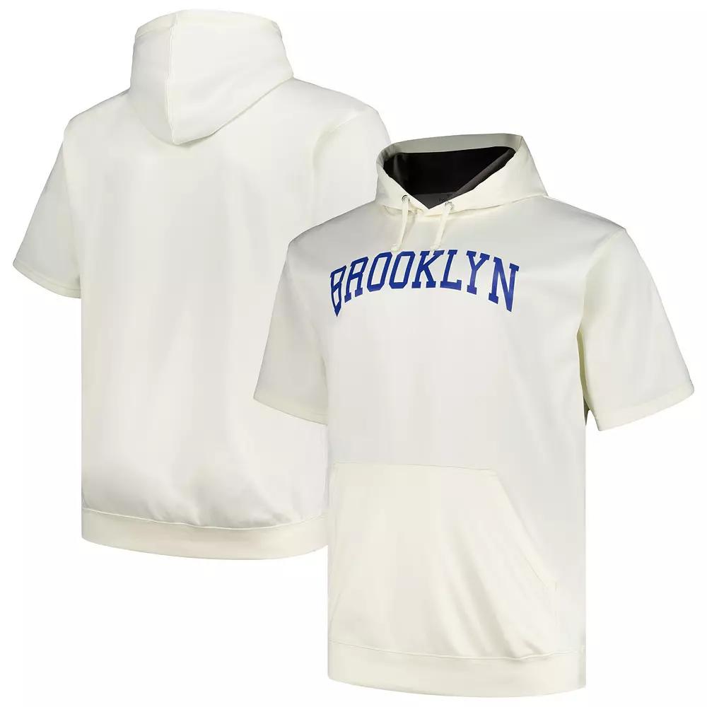Men's Profile Oatmeal Brooklyn Dodgers Big & Tall Cooperstown Collection Contrast Short Sleeve Pullover Hoodie,  Product Image