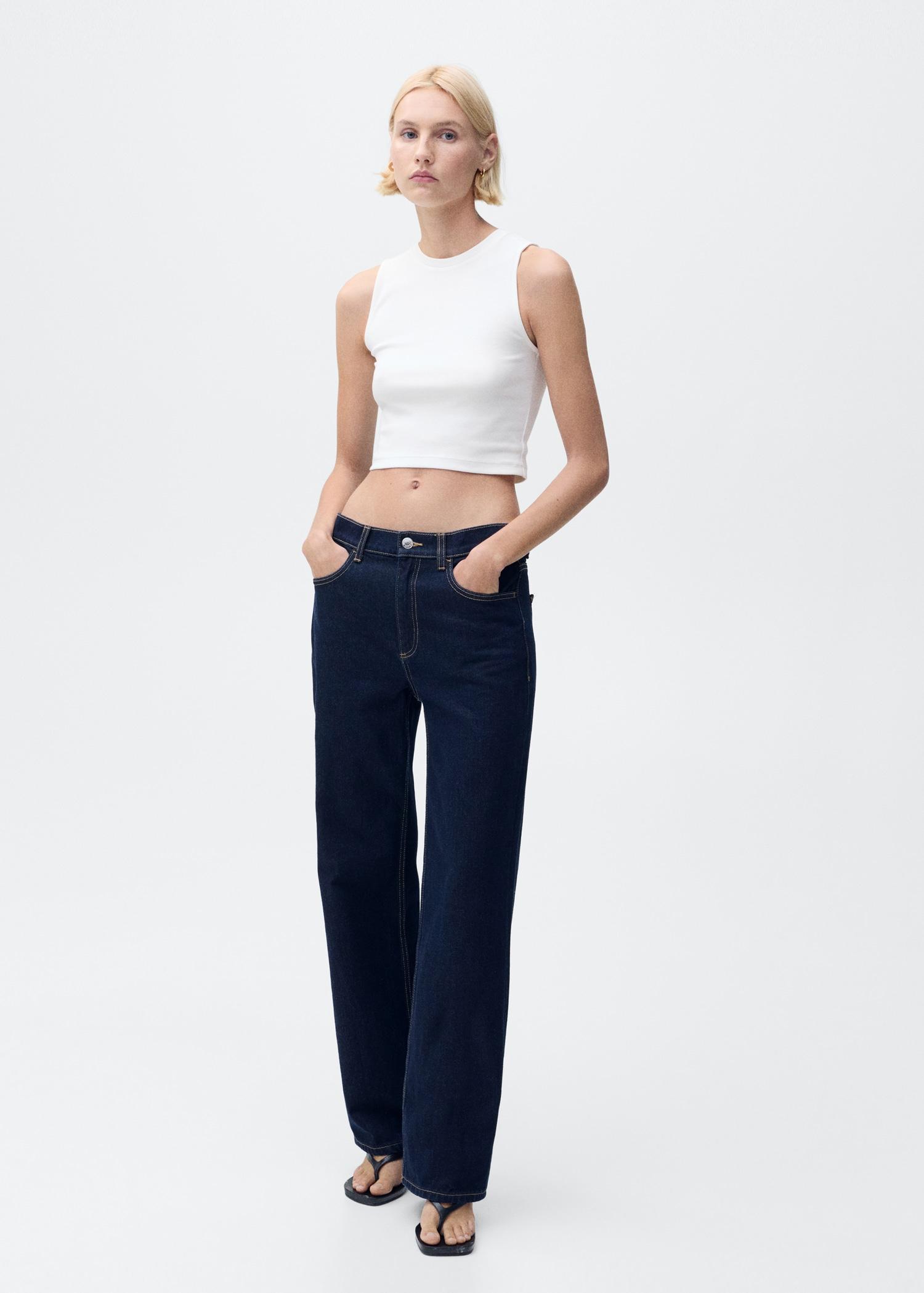 Cotton sleeveless cropped top - Women | MANGO USA Product Image
