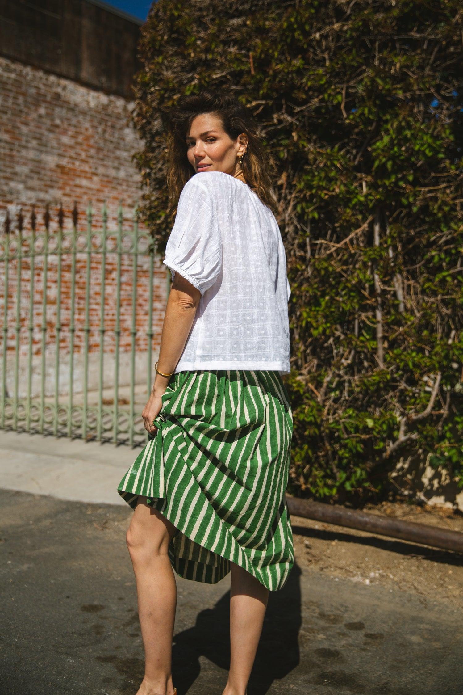 Hudson Green Striped Skirt Product Image