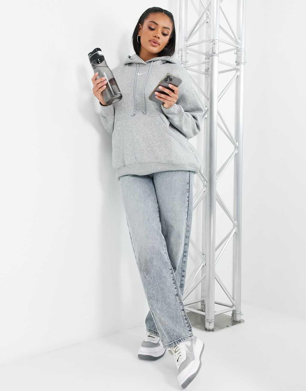 Nike Phoenix Fleece oversized hoodie in gray Product Image