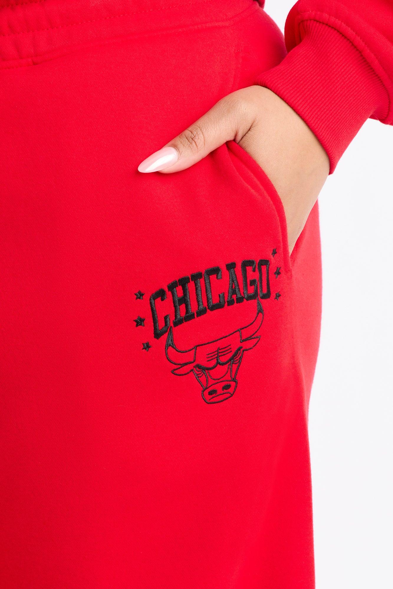 NBA Chicago Bulls Fleece Wide Leg Pants - Red Female Product Image