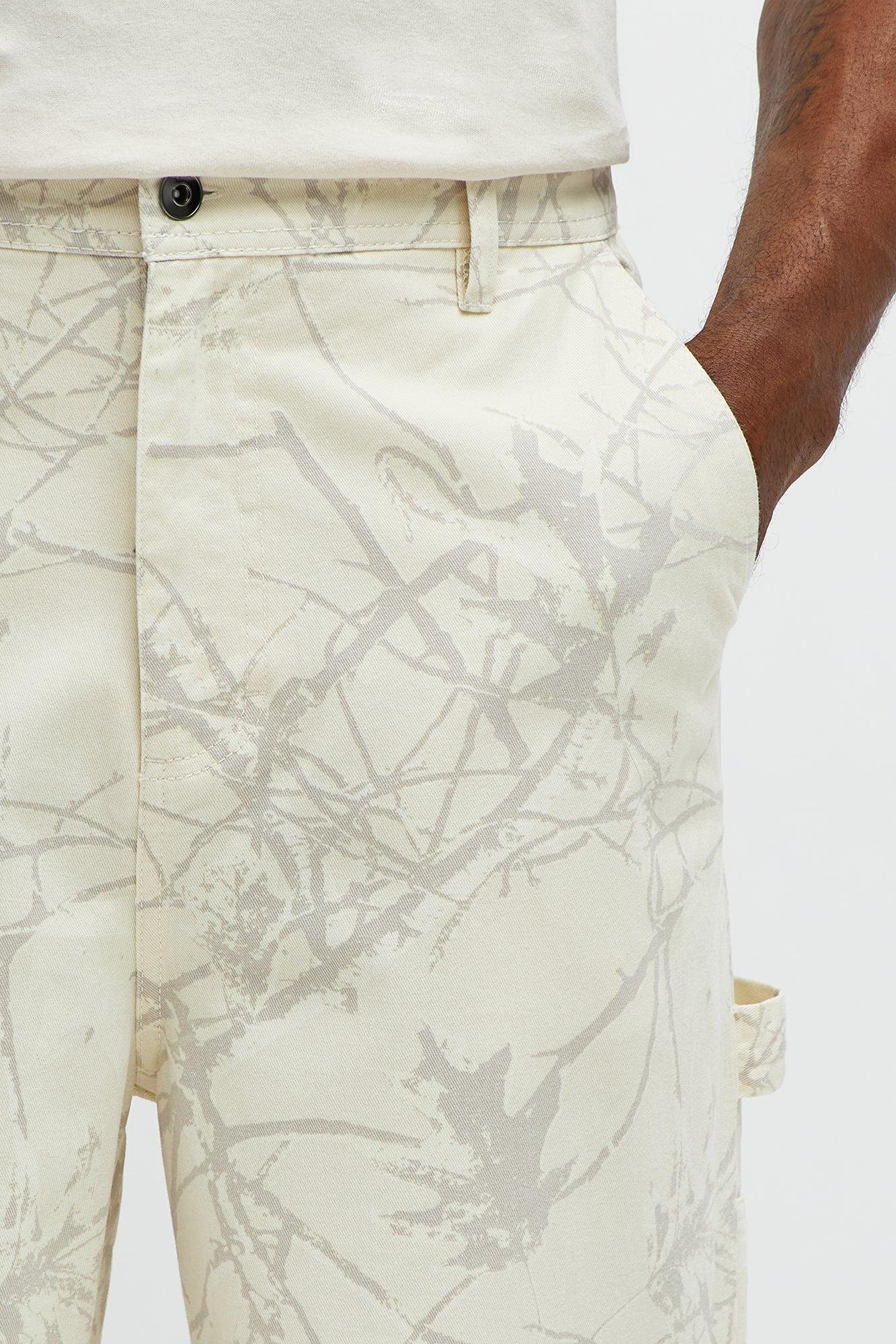 Straight Woodland Mirage Carpenter Pants  - Cream Male Product Image