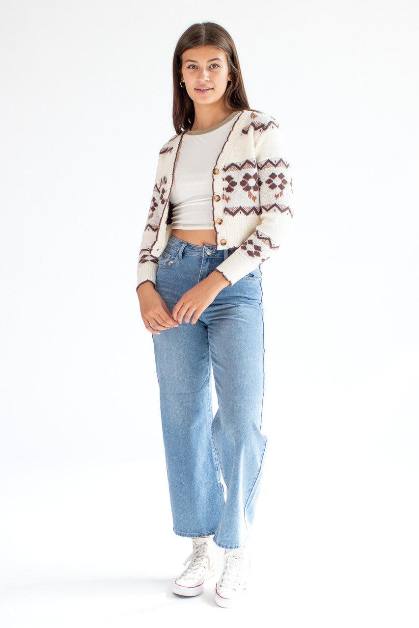 Ivory Chocolate Floral Cardigan Product Image