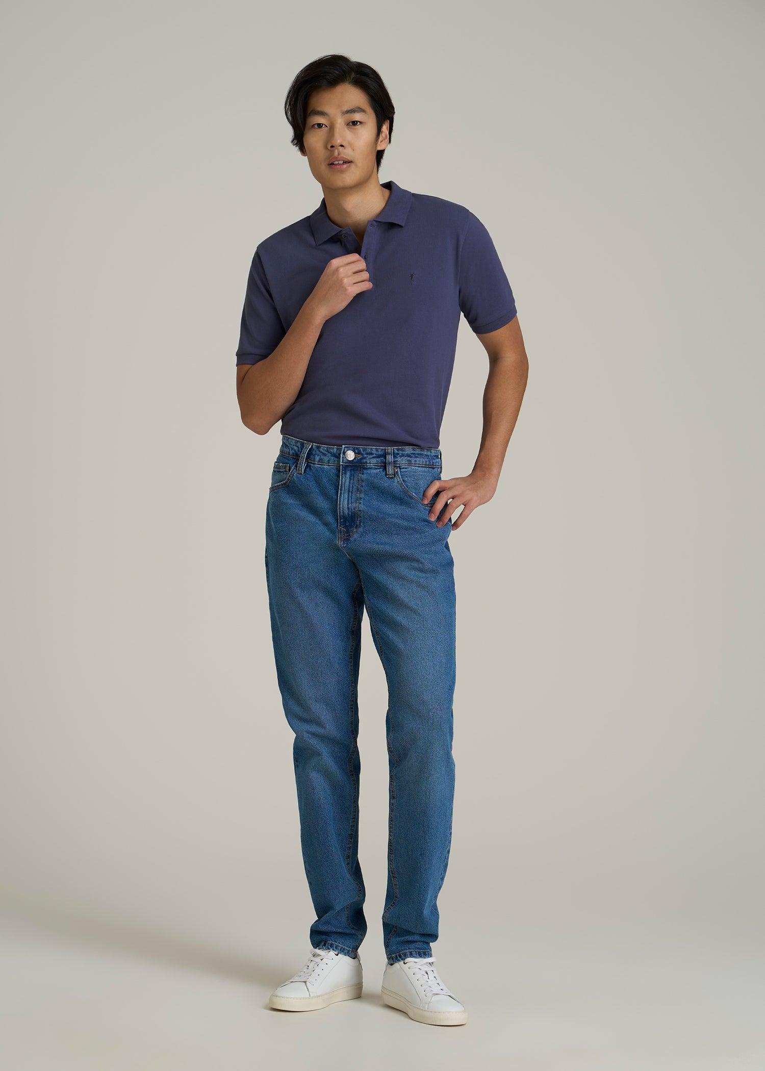 Classic Polo with Embroidered Logo for Tall Men in Future Dusk Male Product Image