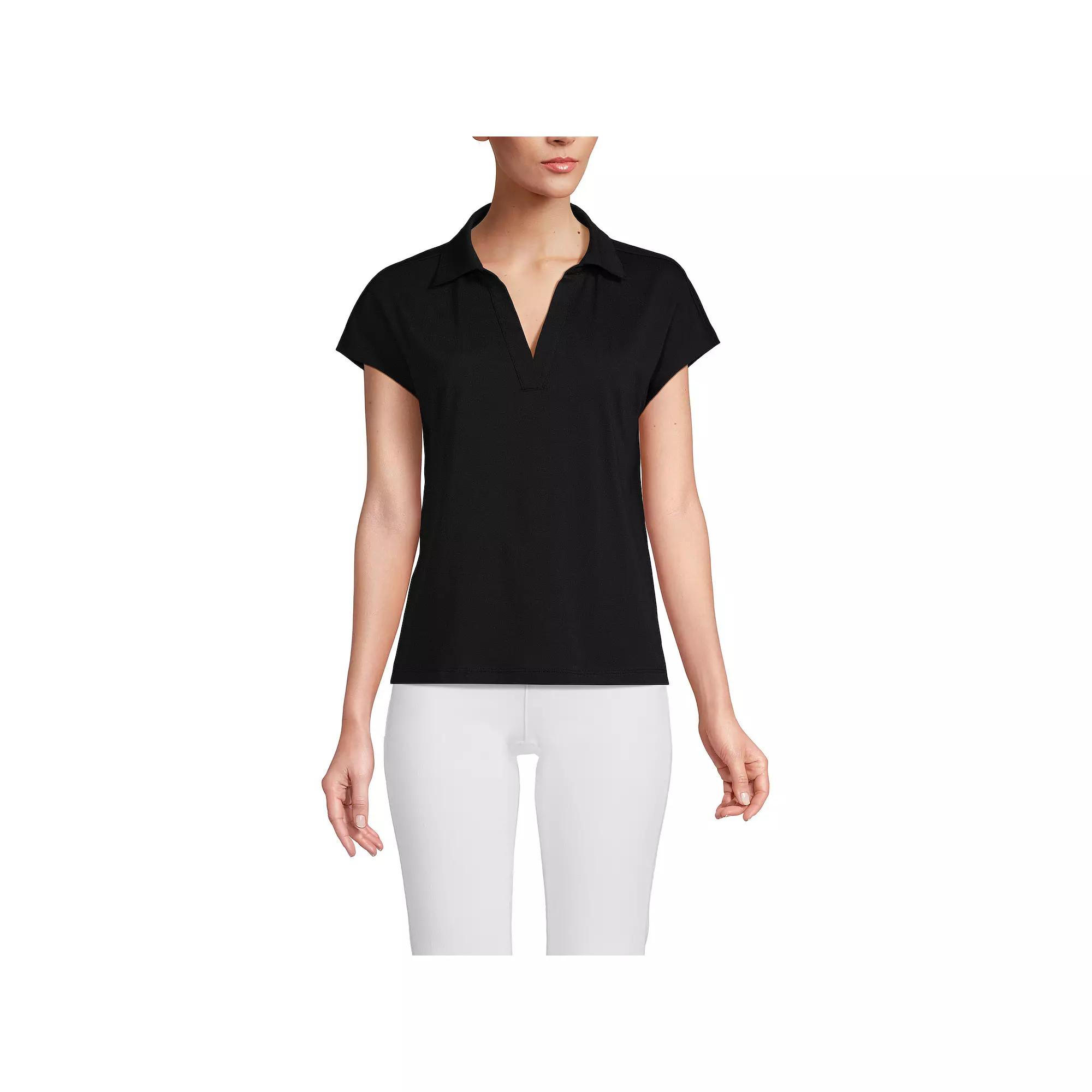 Women's Lands' End Johnny Collar Short Sleeve Polo,  Product Image