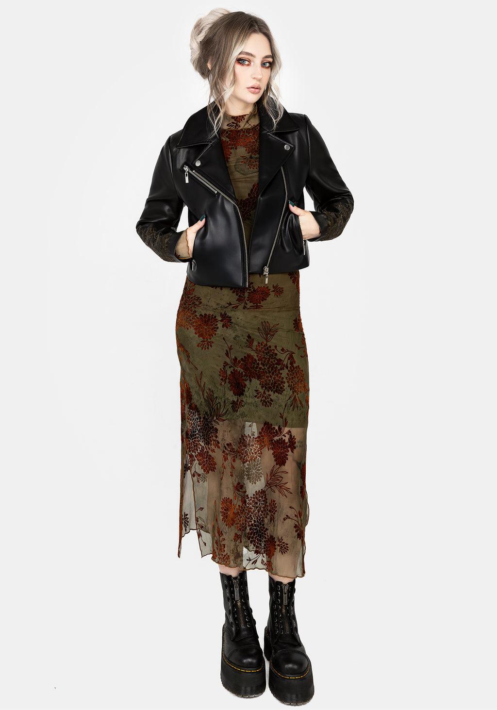 Vervain Embroidered Faux Leather Biker Jacket Product Image