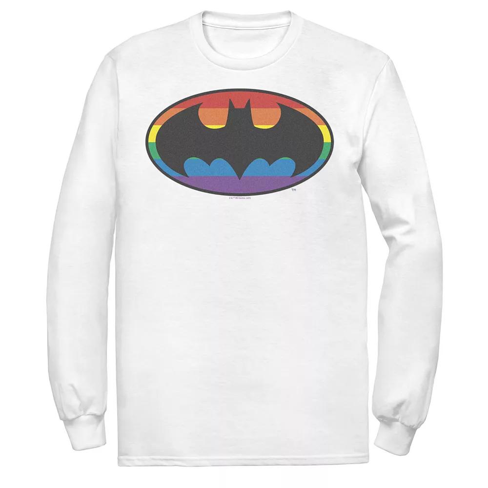 Men's Batman Rainbow Striped Logo Tee, Size: XXL, White Product Image