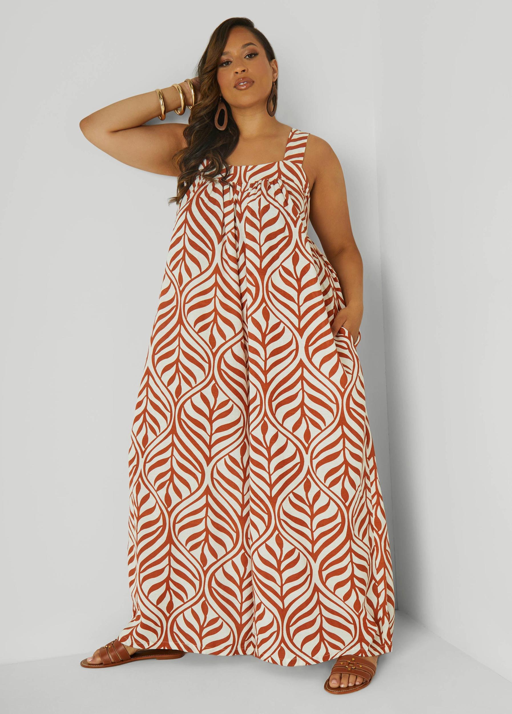 Leaf Print Wide Leg Jumpsuit Product Image