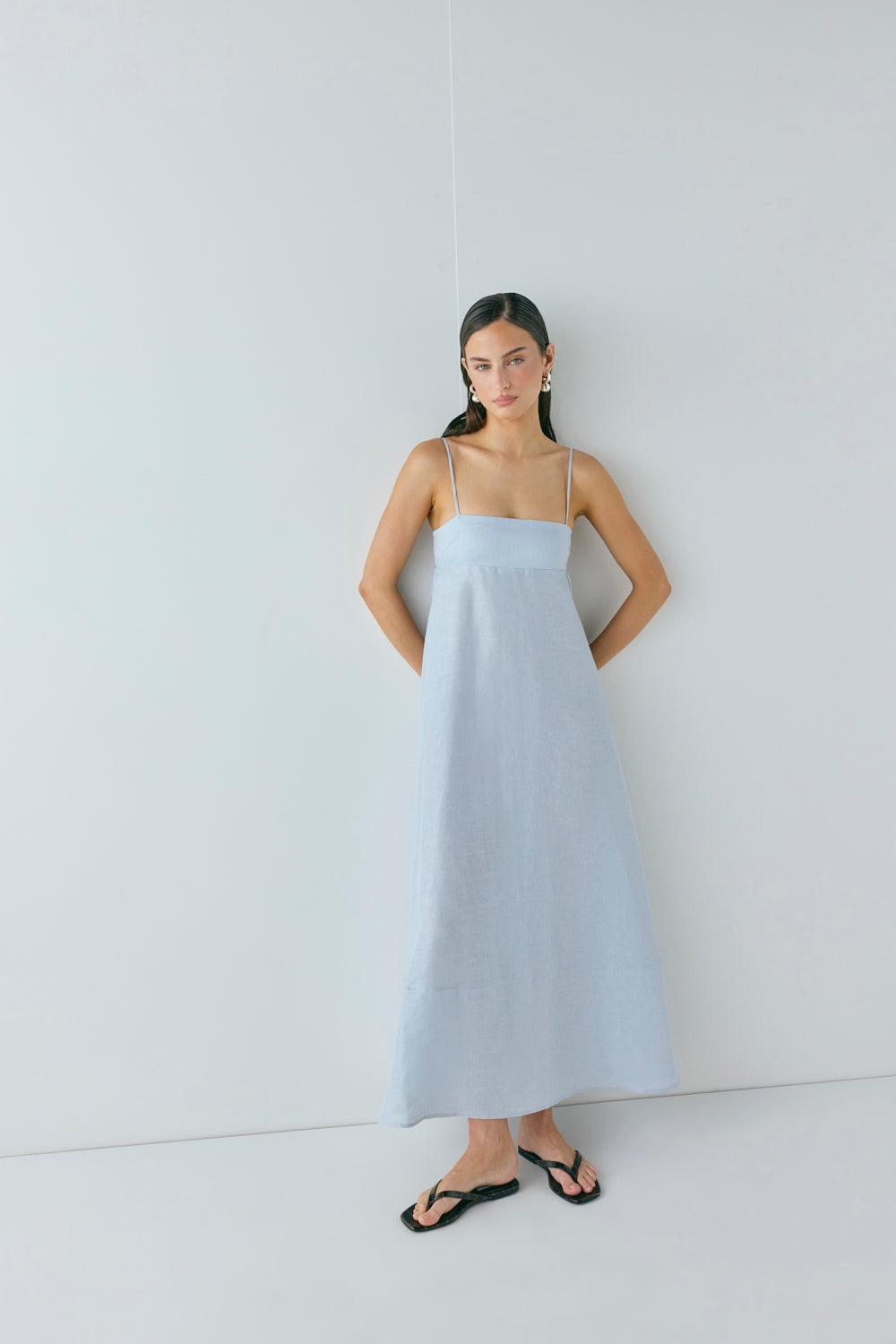 Behati Linen Maxi Dress Sky Product Image