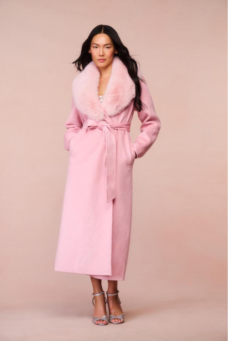 Mahika Wool-Cashmere Faux Fur Collar Coat - OATMEAL Product Image