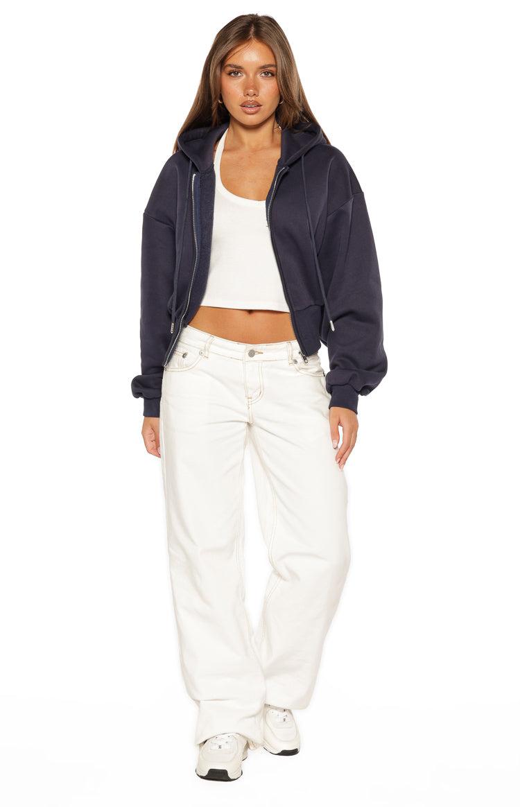 Dora Navy Barrel Leg Track Pants Product Image
