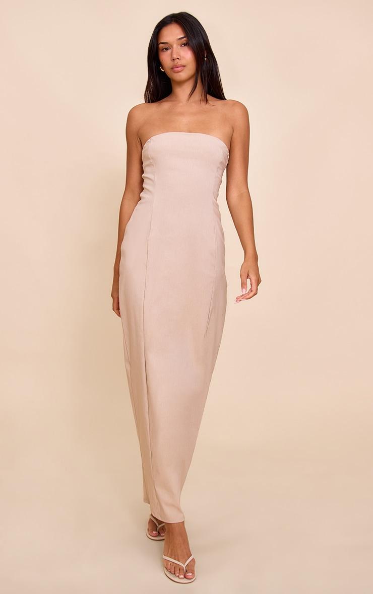 Stone Stretch Woven Bandeau Column Maxi Dress Product Image