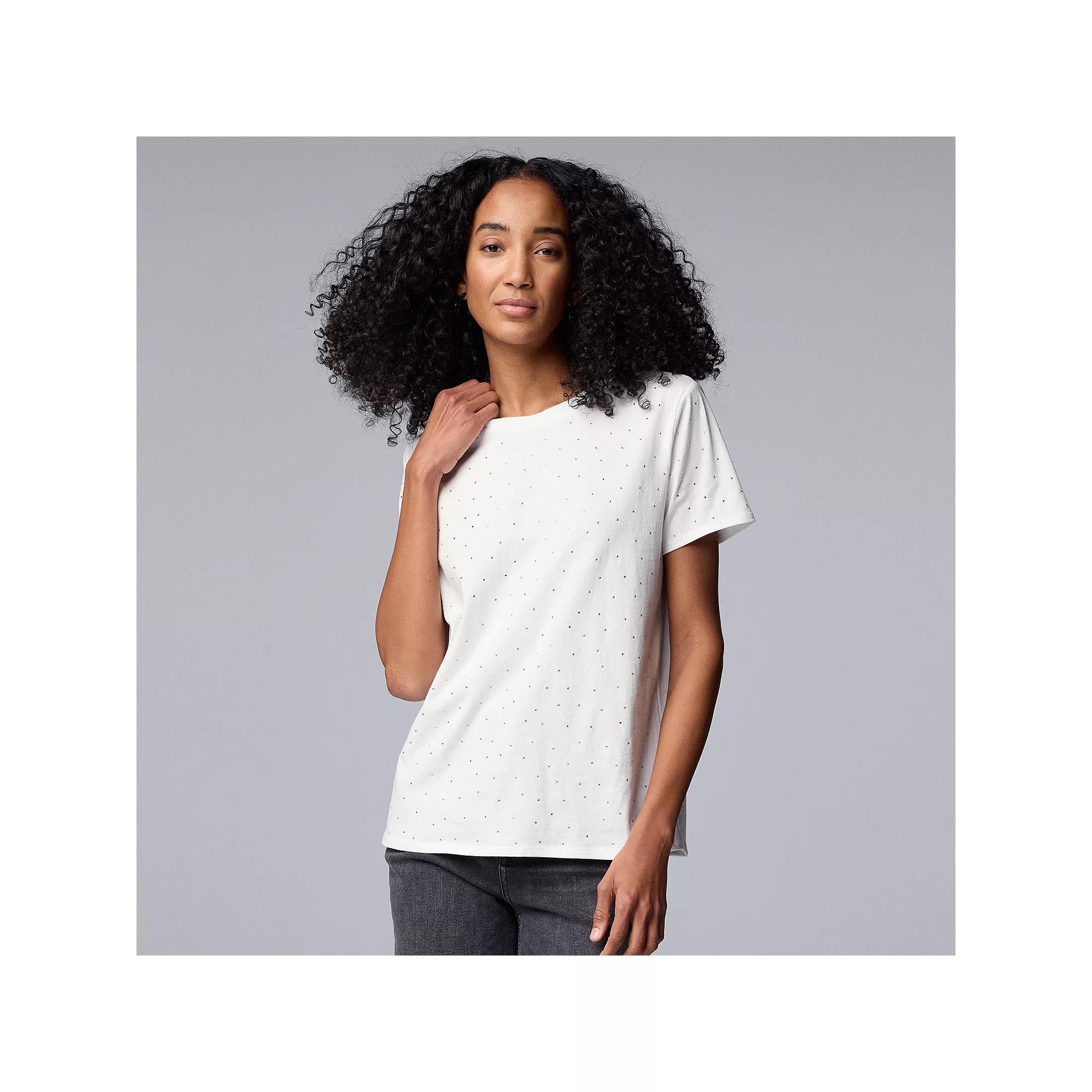 Women's Simply Vera Vera Wang Boyfriend Tee, Size: Large, Modern White Product Image